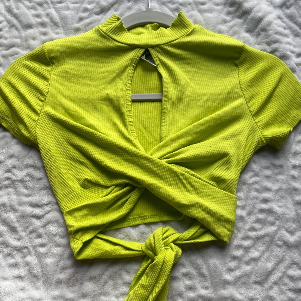 Original green tie crop top